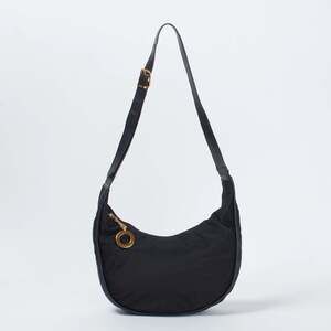 Circle Logo Nylon Leather Shoulder Bag